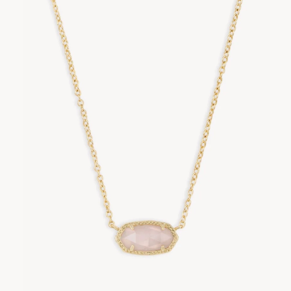 Kendra Scott Elisa Gold Pendant Necklace in Rose Quartz